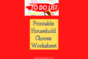 Printable Household Chores Worksheet
