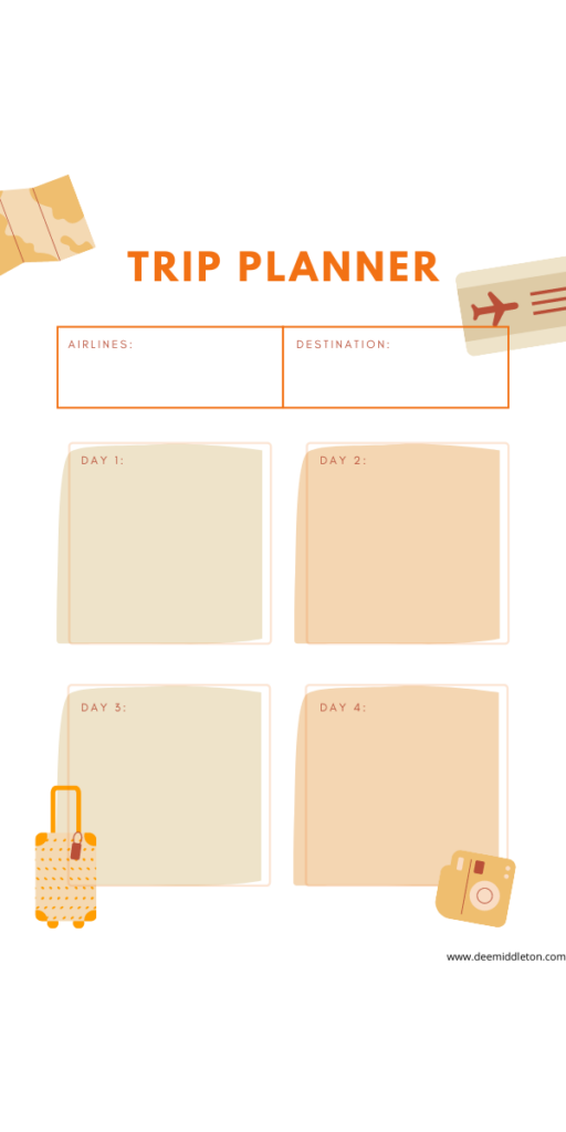 Printable Trip Planner Page