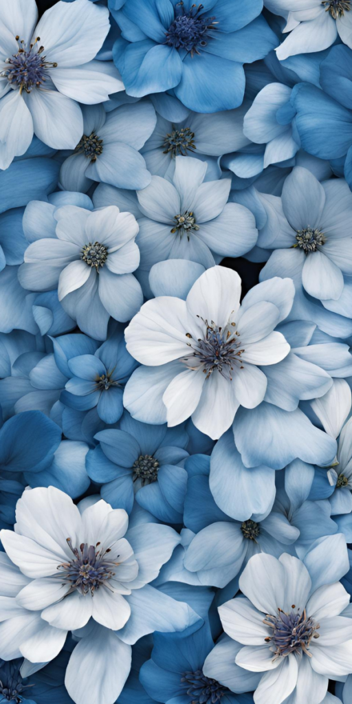 Blue Floral Phone Wallpaper - Bold Blue Dark Floral Phone Wallpaper, Vintage Blue Floral Phone Wallpaper, Vintage Blue Botanical Print Wallpaper, Blue Watercolor Floral Wallpaper,  Bold and Dark Blue Floral Wallpaper 