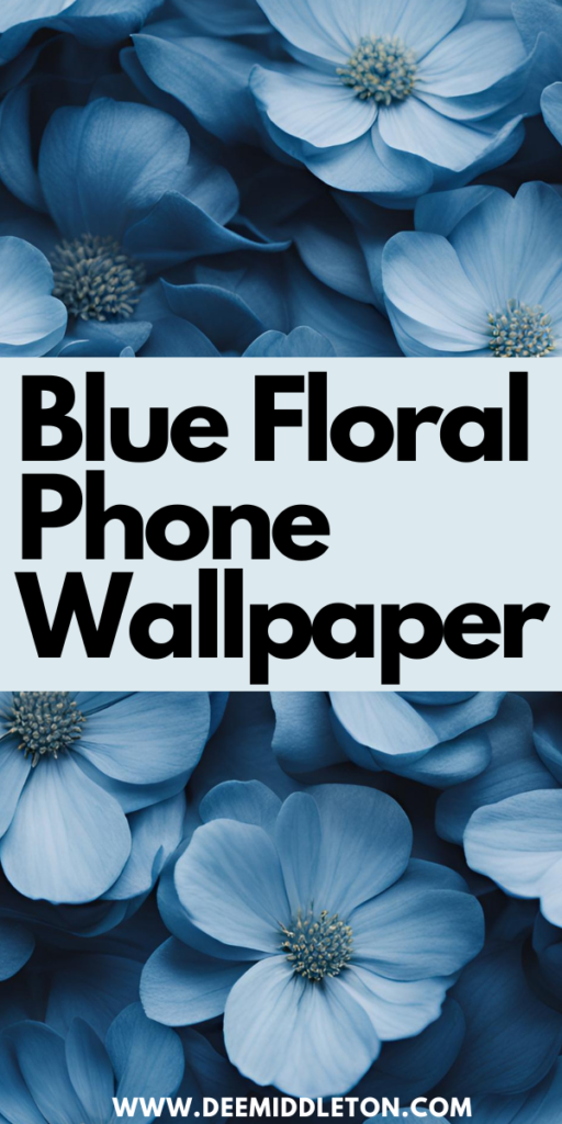 Blue Floral Phone Wallpaper - Bold Blue Dark Floral Phone Wallpaper, Vintage Blue Floral Phone Wallpaper, Vintage Blue Botanical Print Wallpaper, Blue Watercolor Floral Wallpaper,  Bold and Dark Blue Floral Wallpaper 