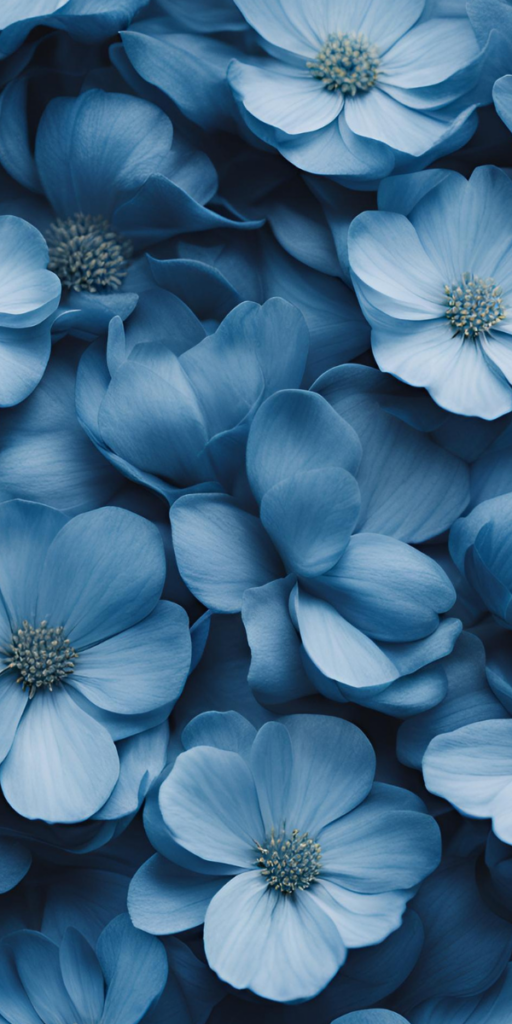 Blue Floral Phone Wallpaper - Bold Blue Dark Floral Phone Wallpaper, Vintage Blue Floral Phone Wallpaper, Vintage Blue Botanical Print Wallpaper, Blue Watercolor Floral Wallpaper,  Bold and Dark Blue Floral Wallpaper 