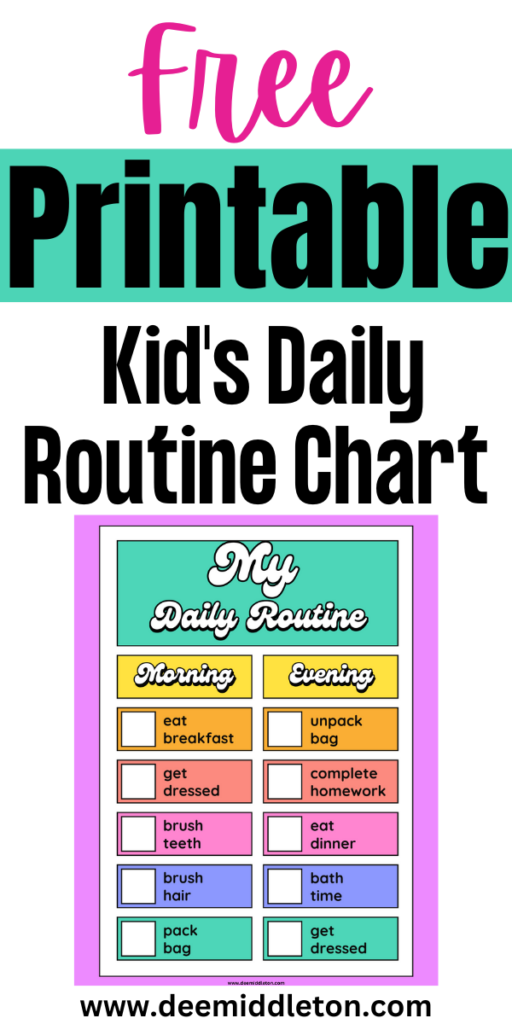 Free Printable Kid's Daily Routine Chart - Kids Daily Routine ChartMeal Planner CalendarKids Summer ScheduleKids Daily RoutineChore ScheduleDaily Schedule KidsKids Routine ChartDaily Routine ChartKids Routine