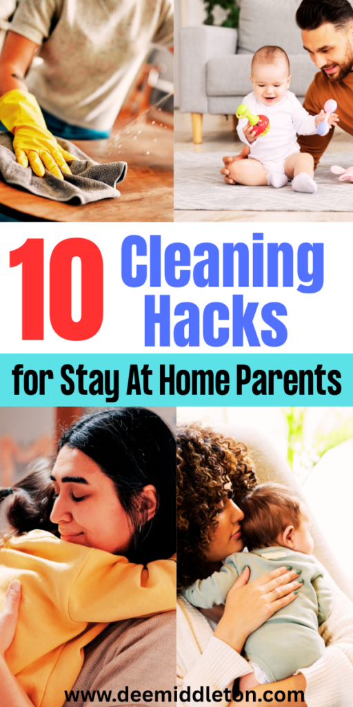 10 Cleaning Hacks for Stay At Home Parents - Schedule For Working MomStay at home dadRealistic Cleaning ScheduleMom Cleaning Schedulestay at home Mom Cleaning ScheduleEasy Cleaning ScheduleChore ScheduleDaily Cleaning ScheduleHomemaker ScheduleWorking Mom Schedule