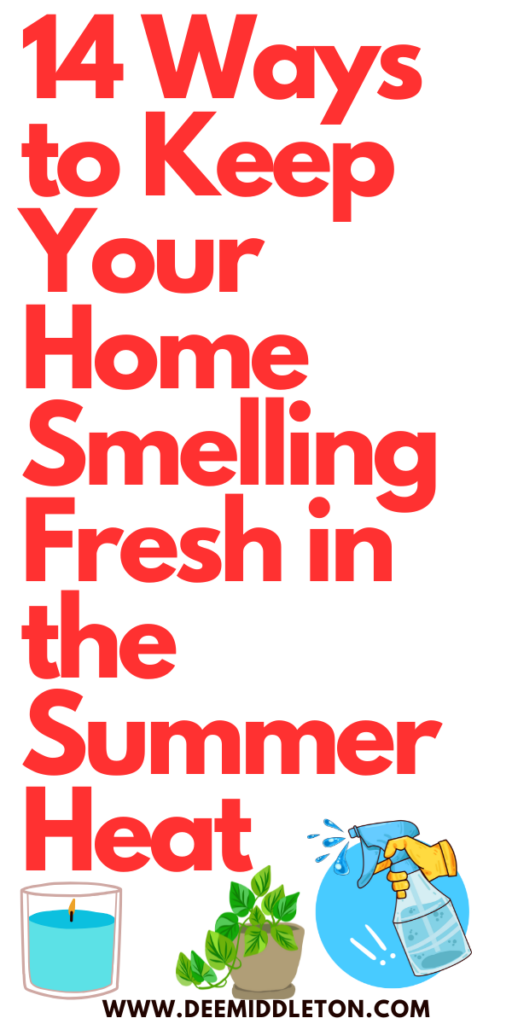 14 Ways to Keep Your Home Smelling Fresh in the Summer Heat - Clean House SmellDiy ScentDiy Air FreshenerHouse Smell GoodBathroom SmellsRoom SmellsHouse SmellHousehold Cleaning TipsHome Scents