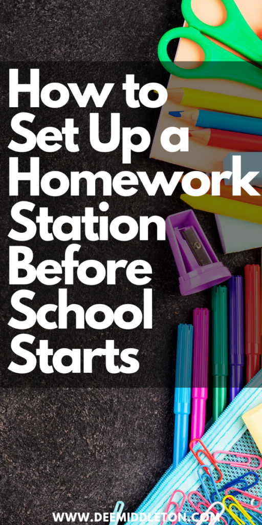 How to Set Up a Homework Station Before School Starts - Homework Table IdeasKids Desk Area In PlayroomHomework Desk For KidsKids Desk ShelvesPlayroom School AreaDining Room Study AreaOffice Homework Room Study AreasLearning Room At HomeSmall Homework Station