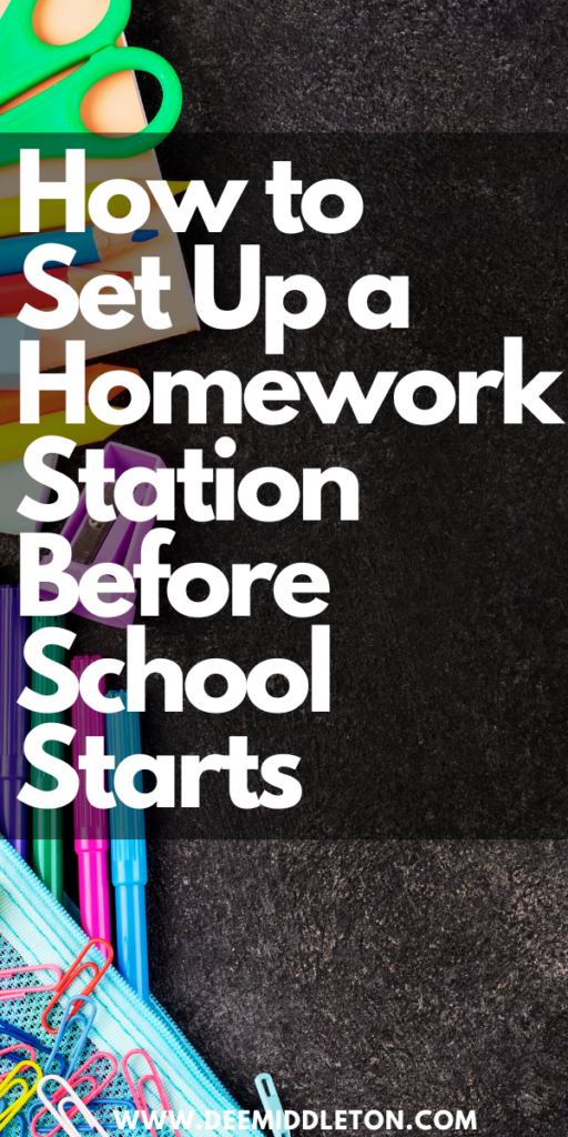 How to Set Up a Homework Station Before School Starts - Homework Table IdeasKids Desk Area In PlayroomHomework Desk For KidsKids Desk ShelvesPlayroom School AreaDining Room Study AreaOffice Homework Room Study AreasLearning Room At HomeSmall Homework Station