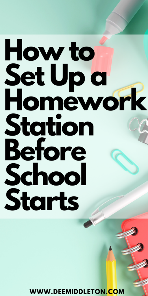 How to Set Up a Homework Station Before School Starts - Homework Table IdeasKids Desk Area In PlayroomHomework Desk For KidsKids Desk ShelvesPlayroom School AreaDining Room Study AreaOffice Homework Room Study AreasLearning Room At HomeSmall Homework Station