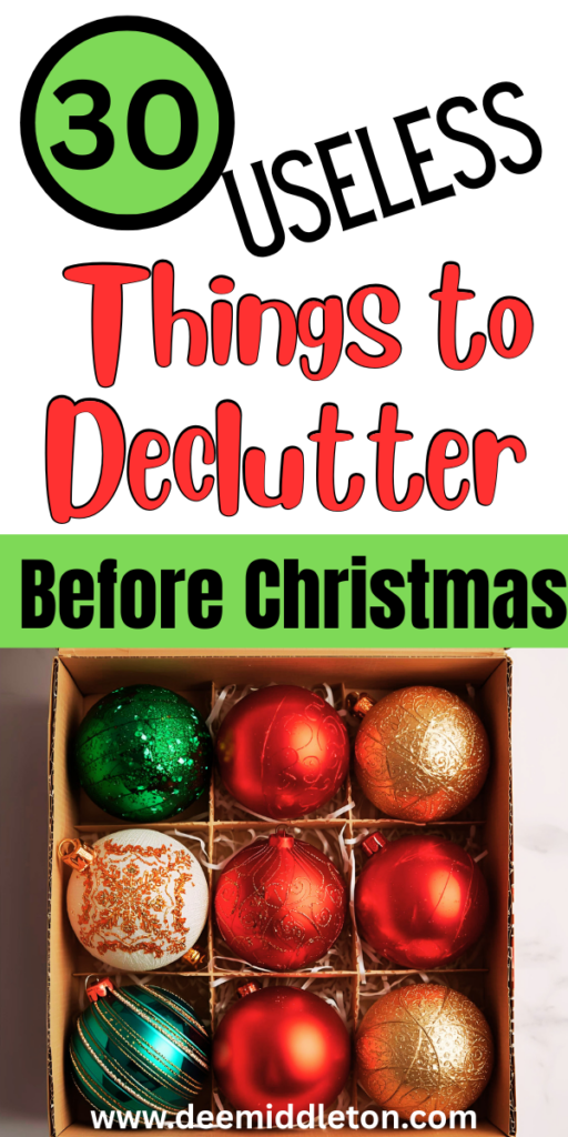 30 Things to Declutter Before Christmas - Organized Christmas DecorationsDeclutter ChallengeHoliday OrganizationPaper Christmas DecorationsOrganizingClutter Free HomeWrapping Paper ChristmasOrganize DeclutterDeclutter Your HomeWays To Declutter Your HomeRoom Declutter ChecklistDeclutter Before And AfterDecluttering IdeasDeclutter HelpDownsizing TipsClutter SolutionsDeclutter Checklist
