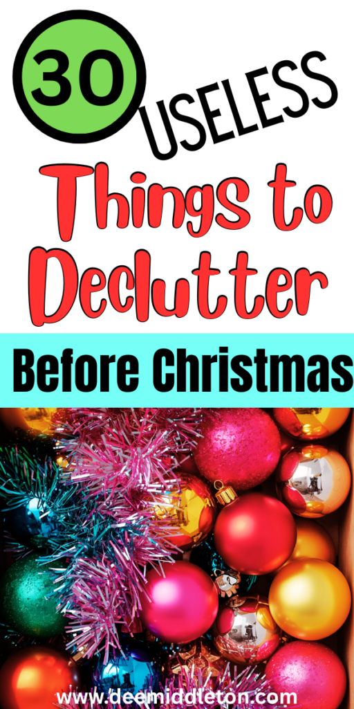 30 Things to Declutter Before Christmas - Organized Christmas DecorationsDeclutter ChallengeHoliday OrganizationPaper Christmas DecorationsOrganizingClutter Free HomeWrapping Paper ChristmasOrganize DeclutterDeclutter Your HomeWays To Declutter Your HomeRoom Declutter ChecklistDeclutter Before And AfterDecluttering IdeasDeclutter HelpDownsizing TipsClutter SolutionsDeclutter Checklist