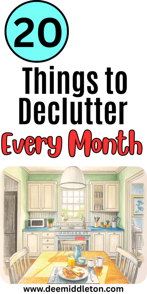 20 Things to Declutter Every Month - Declutter ListsStorage For DecorationsDecor StorageHow To Get Rid Of Stuff In Your HouseBest Organization HacksHouse Declutter Organizing IdeasGetting Rid Of StuffMotivation To Organize HouseDeclutter Jewelry
