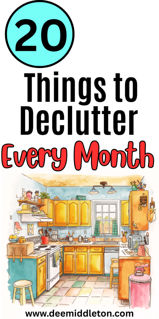 20 Things to Declutter Every Month - Declutter ListsStorage For DecorationsDecor StorageHow To Get Rid Of Stuff In Your HouseBest Organization HacksHouse Declutter Organizing IdeasGetting Rid Of StuffMotivation To Organize HouseDeclutter Jewelry