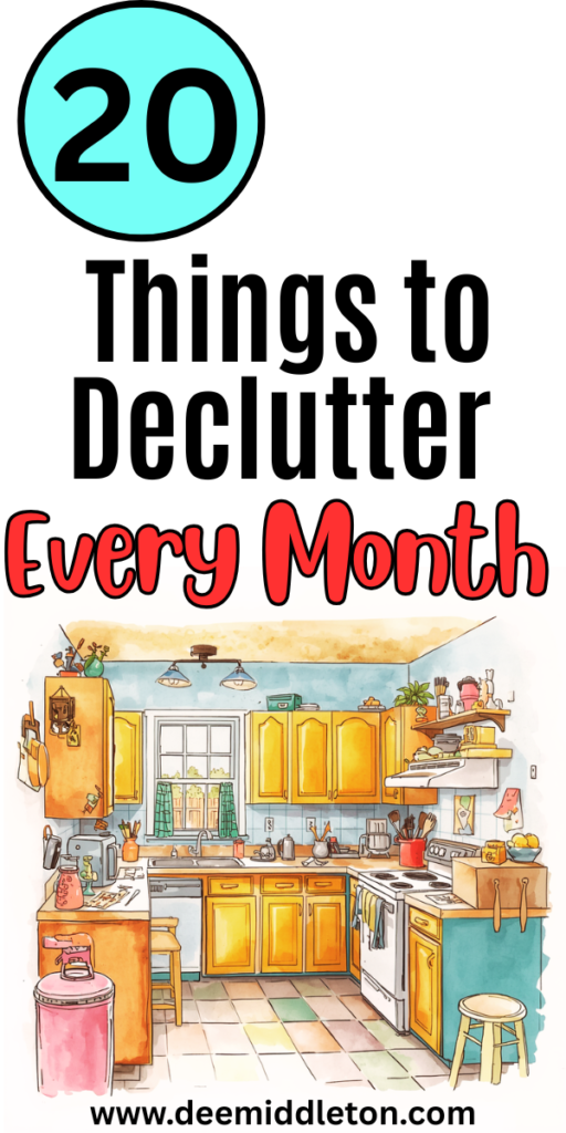 20 Things to Declutter Every Month - Declutter ListsStorage For DecorationsDecor StorageHow To Get Rid Of Stuff In Your HouseBest Organization HacksHouse Declutter Organizing IdeasGetting Rid Of StuffMotivation To Organize HouseDeclutter Jewelry