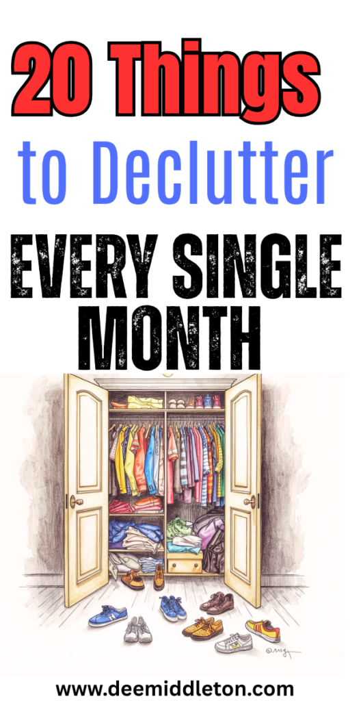 20 Things to Declutter Every Single Month - Clean House SmellEasy House Cleaning ScheduleHousekeeping ScheduleEasy House CleaningDeclutter ChecklistRoom ChecklistClean House ScheduleGetting Rid Of ClutterCleaning Motivation