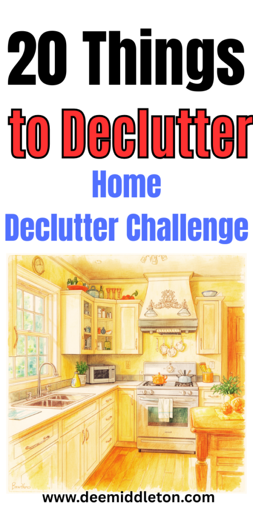 20 Things to Declutter- Home Declutter Challenge - Declutter And Make MoneyOrganize TipsHow To Get Rid Of Stuff In Your HouseDeclutter OrganizationCleaning And Decluttering HomeHome DeclutteringHow To Get Rid Of StuffWhat To DeclutterGet Rid Of Stuff