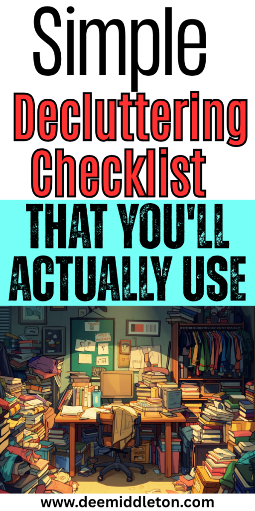 Simple Decluttering Checklist (that you'll actually use) - Hoarding HelpHousekeeping ScheduleHome Maintenance ScheduleClearing Out ClutterRemove ClutterClutter ControlDeclutter ChecklistRoom ChecklistDeclutter Home