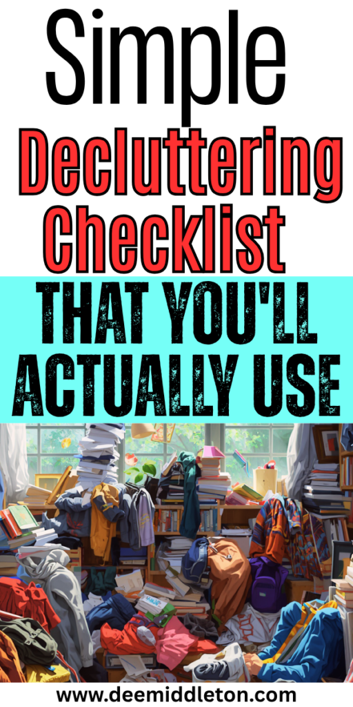Simple Decluttering Checklist (that you'll actually use) - Hoarding HelpHousekeeping ScheduleHome Maintenance ScheduleClearing Out ClutterRemove ClutterClutter ControlDeclutter ChecklistRoom ChecklistDeclutter Home