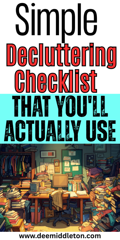 Simple Decluttering Checklist (that you'll actually use) - Hoarding HelpHousekeeping ScheduleHome Maintenance ScheduleClearing Out ClutterRemove ClutterClutter ControlDeclutter ChecklistRoom ChecklistDeclutter Home