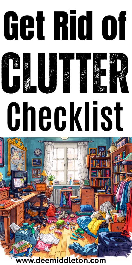 Get Rid of Clutter Checklist - How To Declutter Your HomeDe Clutter Your HomeUnder Kitchen SinkDeclutter ChecklistOld junkold clutterExpired FoodDeclutter HomeReceipt OrganizationLiving Room Playroom