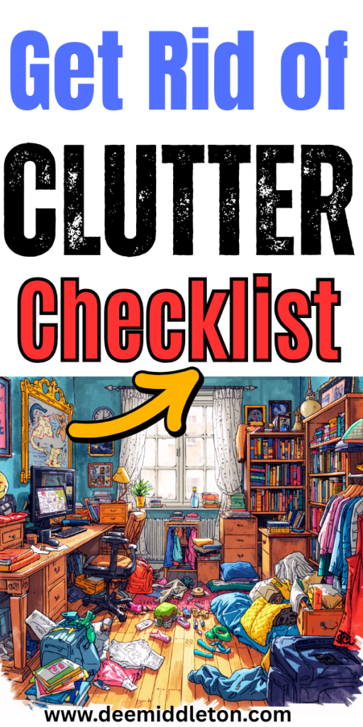 Get Rid of Clutter Checklist - How To Declutter Your HomeDe Clutter Your HomeUnder Kitchen SinkDeclutter ChecklistOld junkold clutterExpired FoodDeclutter HomeReceipt OrganizationLiving Room Playroom