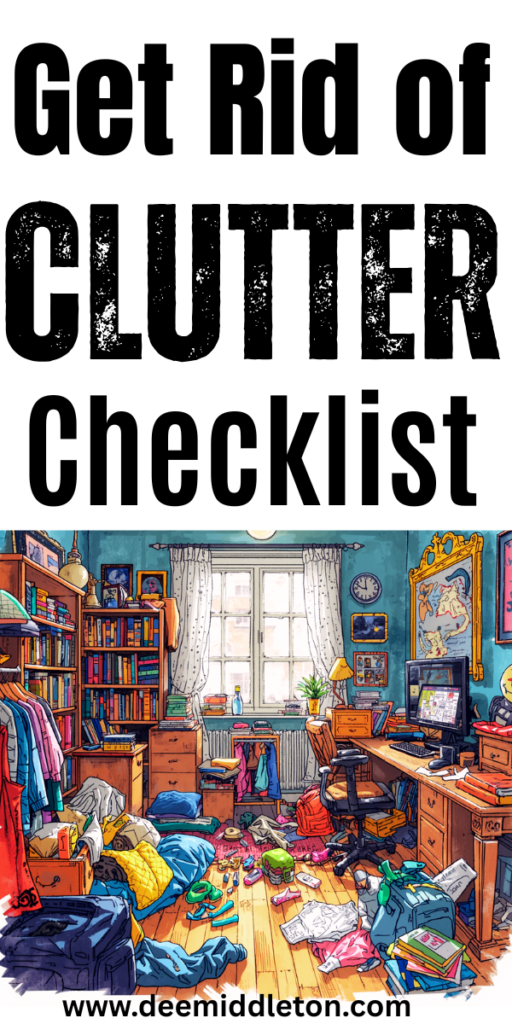 Get Rid of Clutter Checklist - How To Declutter Your HomeDe Clutter Your HomeUnder Kitchen SinkDeclutter ChecklistOld junkold clutterExpired FoodDeclutter HomeReceipt OrganizationLiving Room Playroom