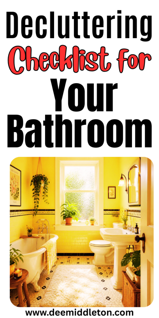 Decluttering Checklist for Your Bathroom - Minimalist Bathroom ChecklistBathroom Declutter Organizing IdeasBathroom Items ChecklistBathroom DeclutterDecluttering BathroomHow To Declutter BathroomOrganized BathroomBathroom Decluttering GuideBathroom Organization Categories